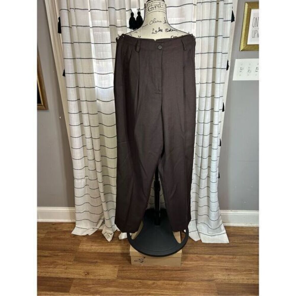 Vintage Liz Claiborne Sport Pants Womens 10 Dress Pleated Tapered Leg High Brown